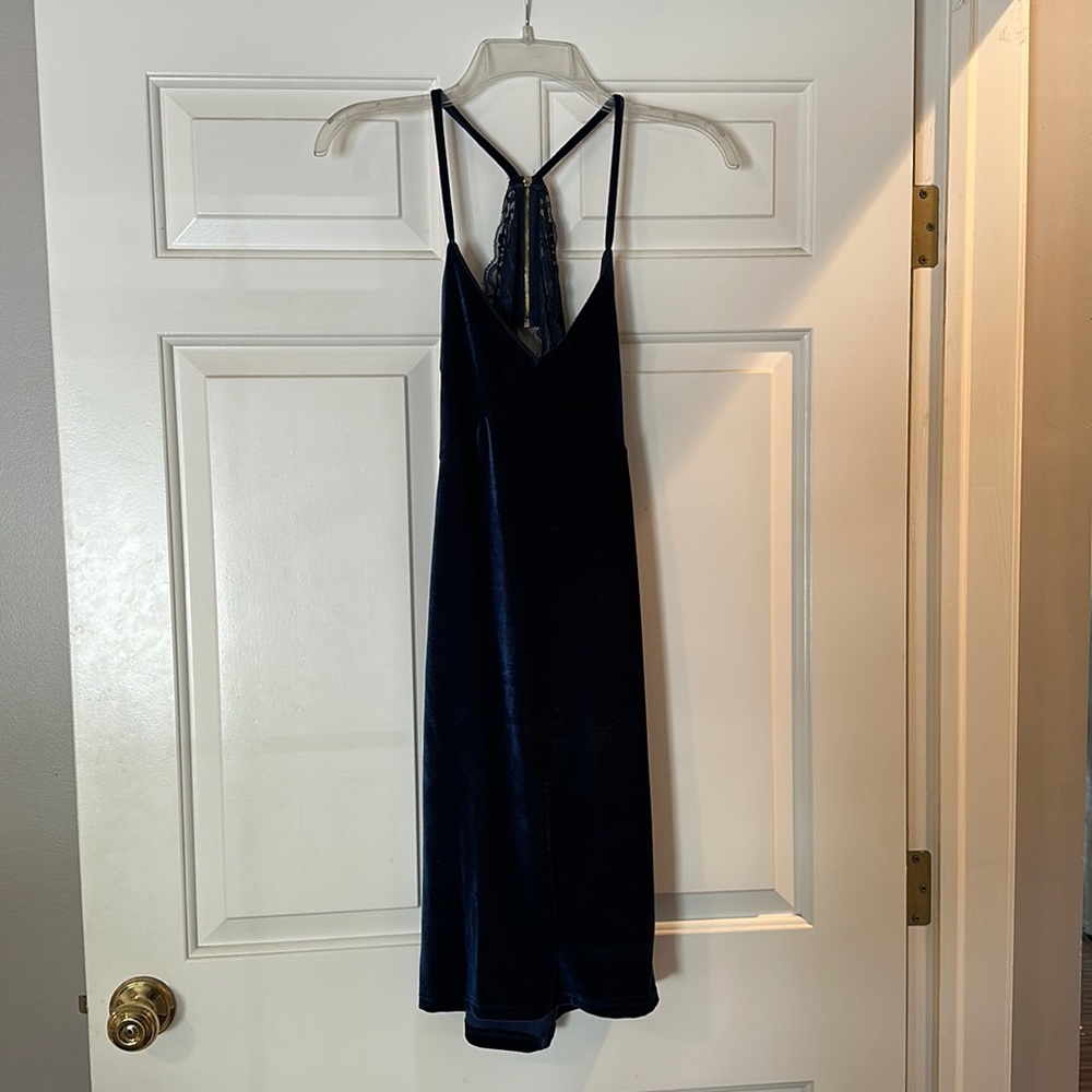 Royal blue velvet dress